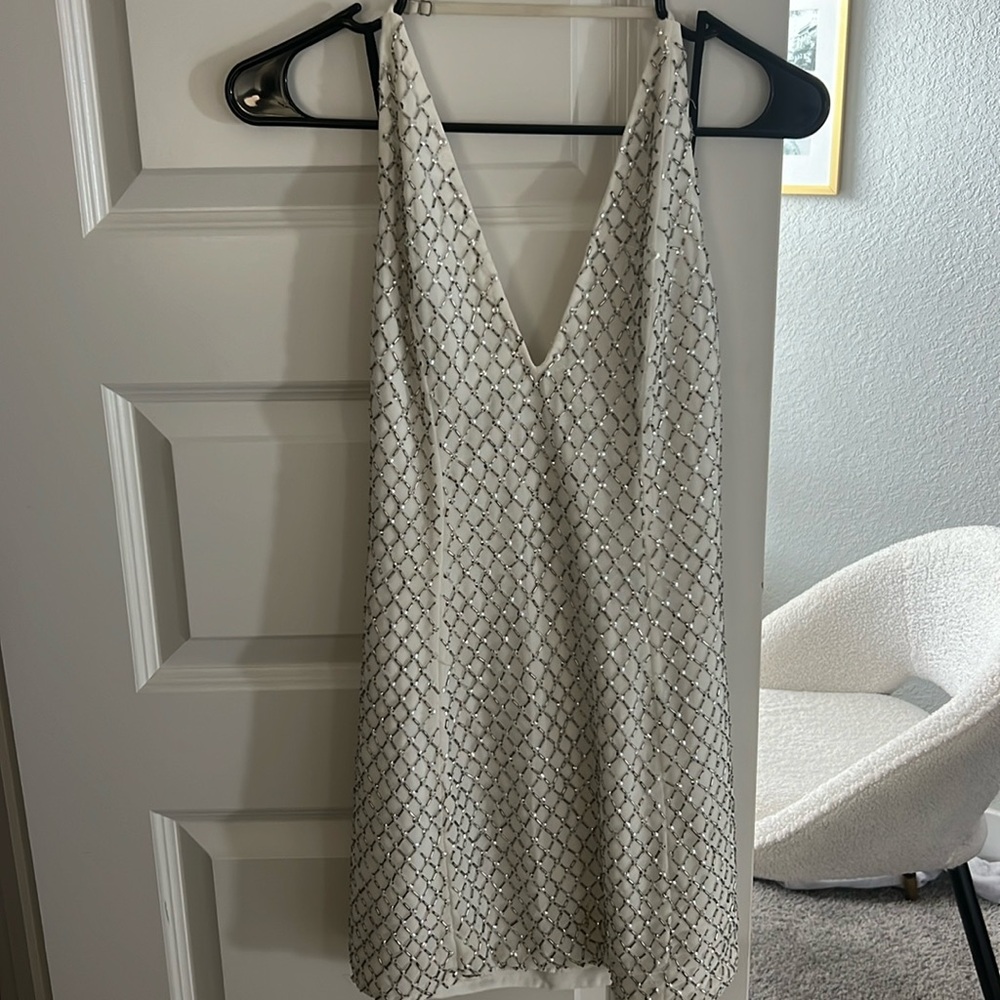 revolve halter sparkle dress